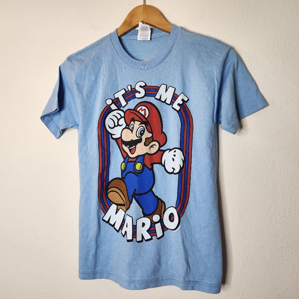 Delta Youth Large Blue Short Sleeve It's Me Mario Super Mario Bros
